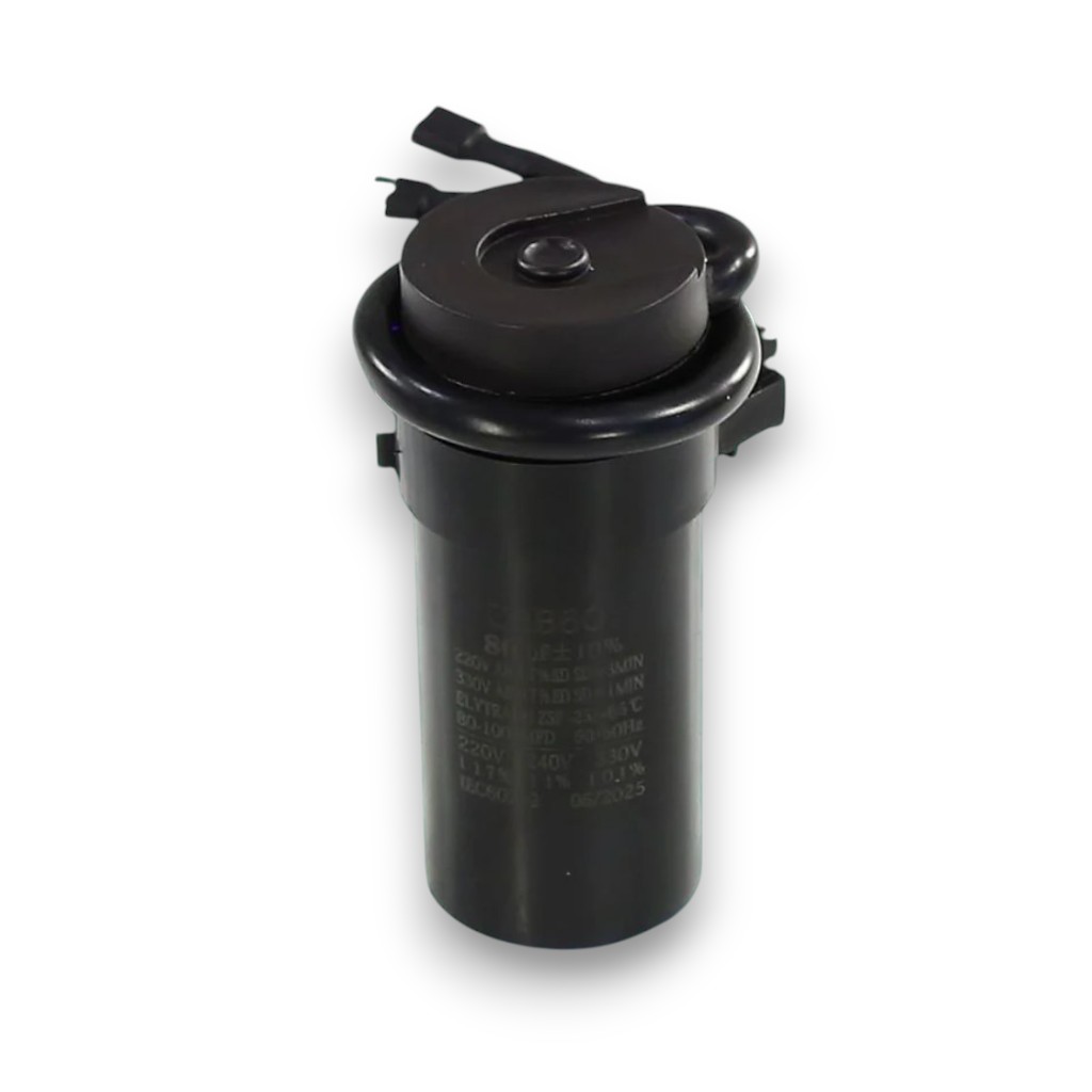 Конденсатор 80 мкф 220V пластик 2 контакта Secop Danfoss 117U 5017/5015 цилиндрический