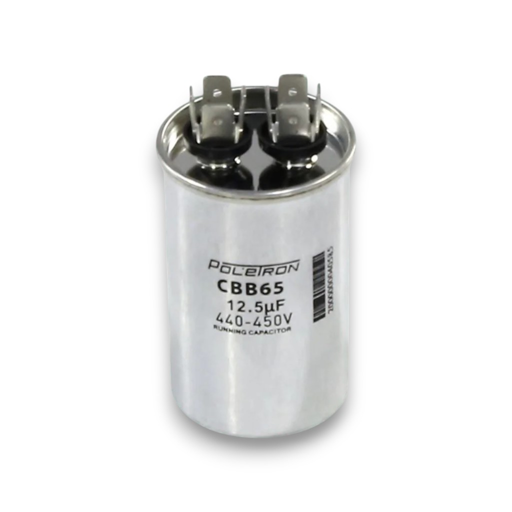 Конденсатор 12,5 мкф 450V металл CBB65 цилиндрический 8 контактов для электродвигателя BC3125