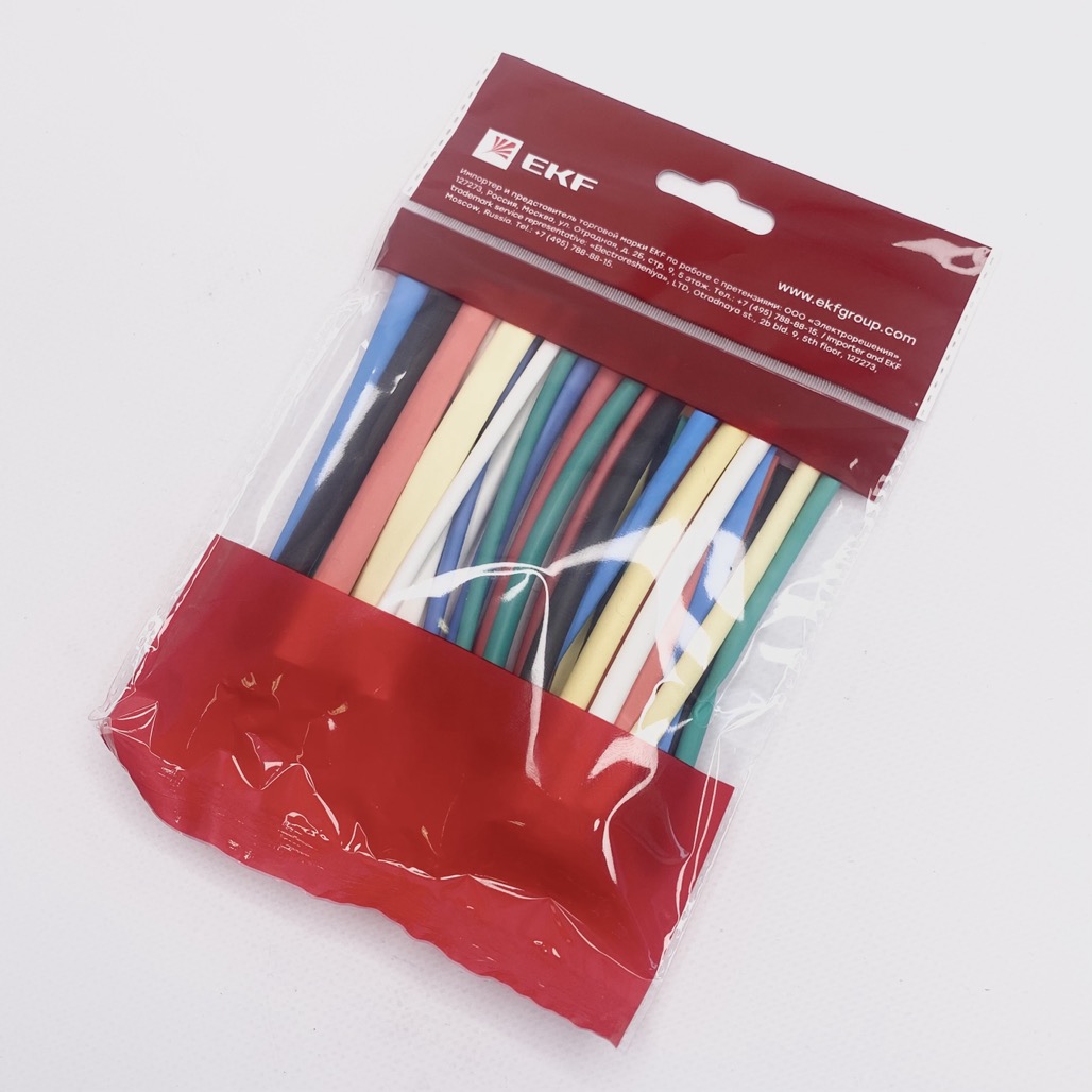 Набор трубок термоусадочных (кембрик) 3/1.5; 4/2; 5/2.5; 6/3; 8/4 (6 цветов по 5шт 100мм) PROxima EKF