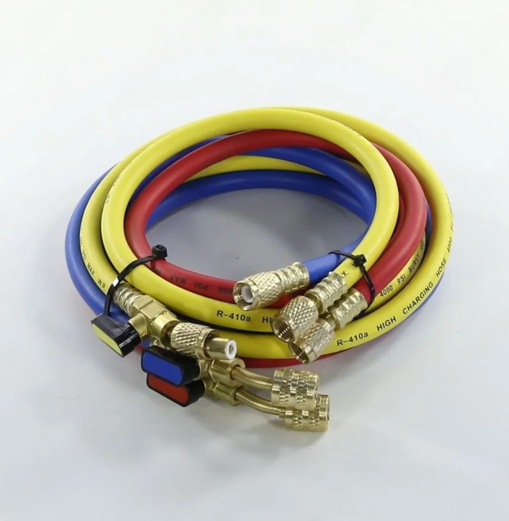 Шланг заправочный L-150см 5/16 дюйм 800-4000 Psi 3шт вентиль R410 FC, CH-R410-150-5/16-QF