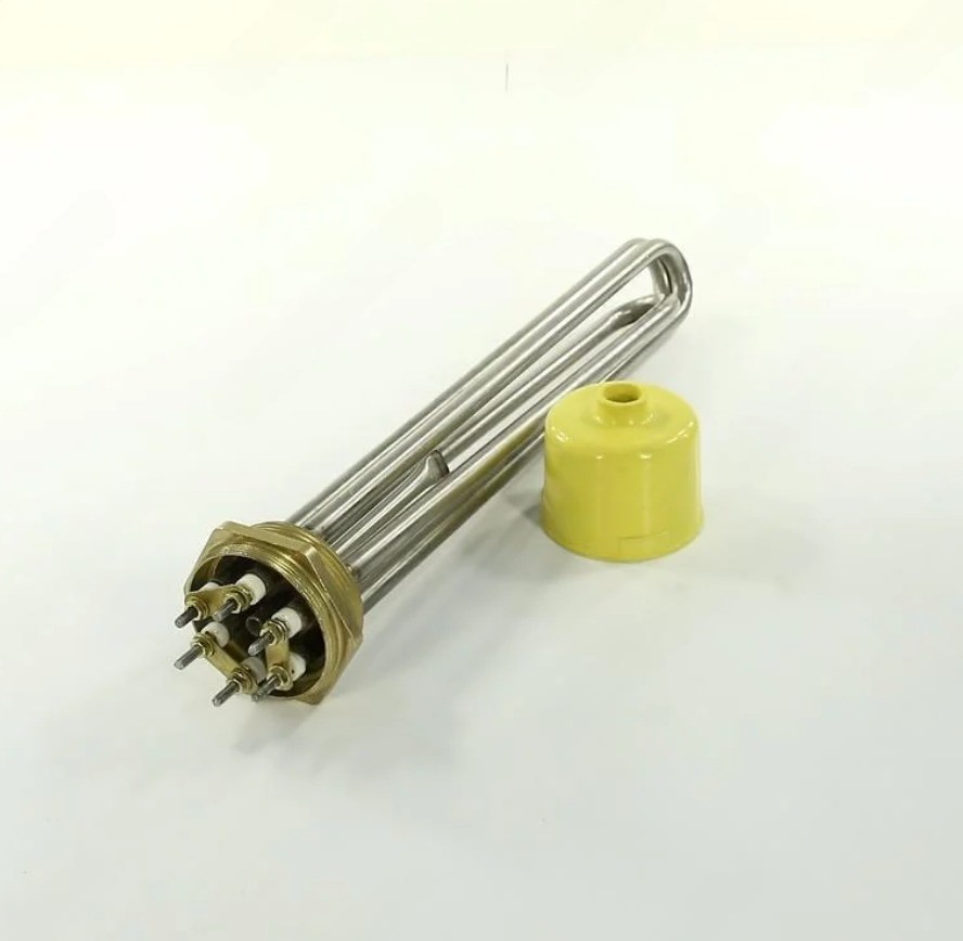 ТЭН водонагревателя 12000W 380V Ø59мм L380мм прямой нерж. с трубкой под термостат VN034