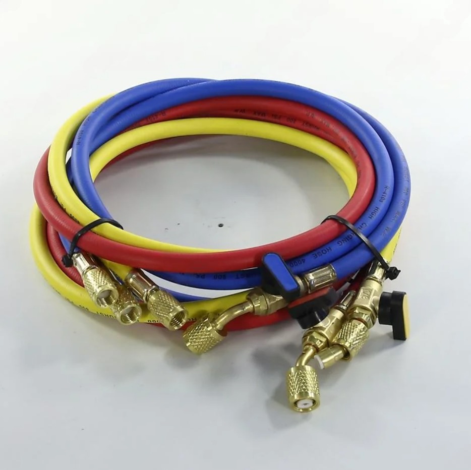 Шланг заправочный L-180см 5/16 дюйм 800-4000 Psi 3шт вентиль R410 FC, CH-R410-180-5/16-QF
