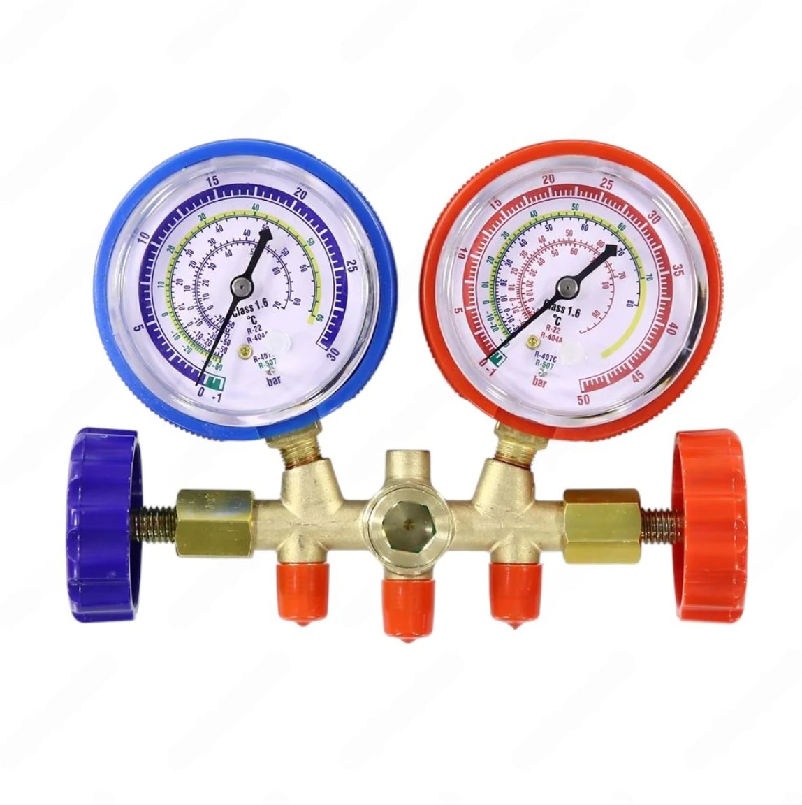 Коллектор 2 вентиля R22/404/407/507 стекло 3 шланга L-90см медь Double-B