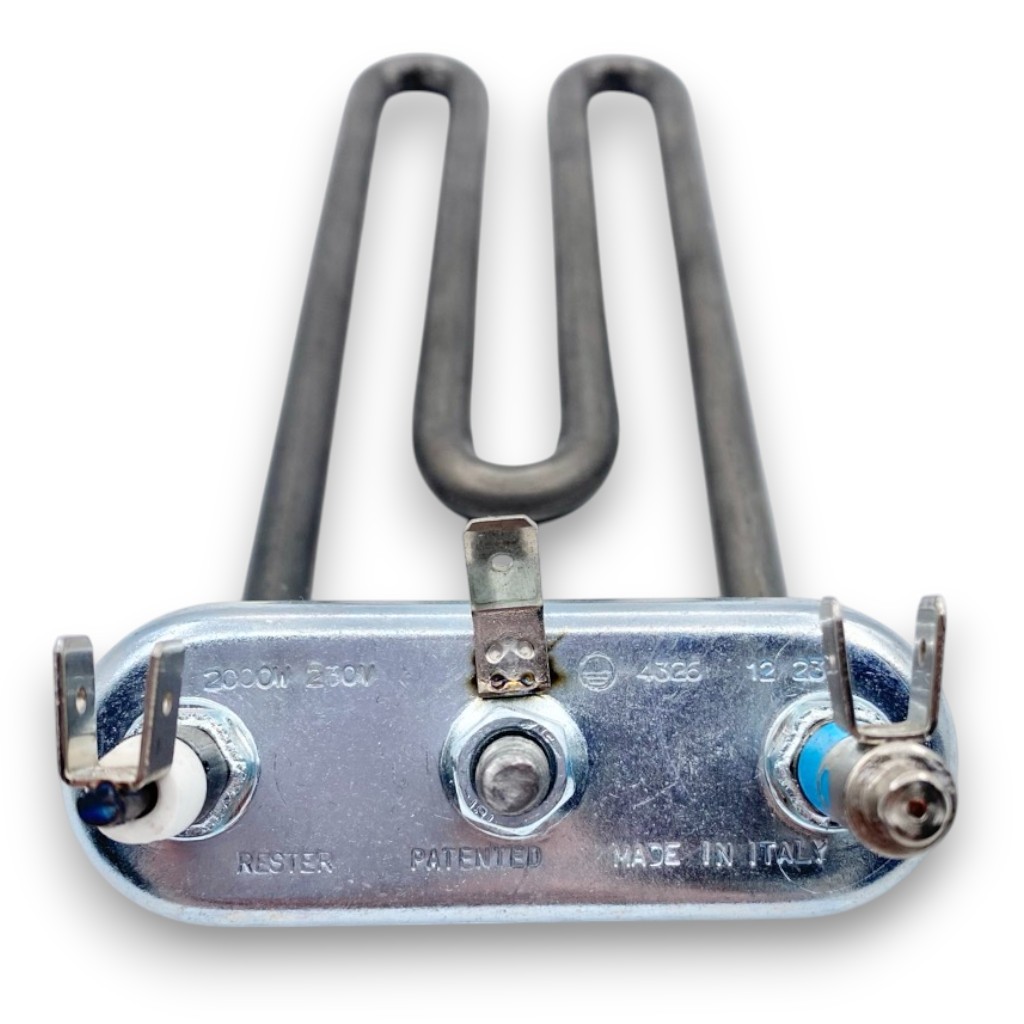 ТЭН для стиральной машины Indesit, Ariston, Whirlpool 2000W L-195мм, изогнутый, без отверстия