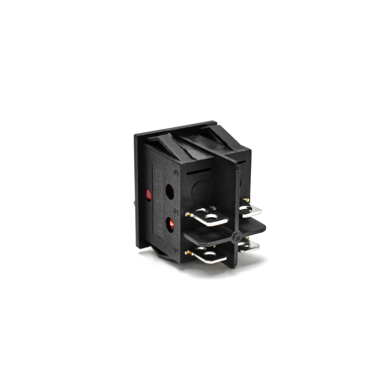 Кнопка одинарная широкая 2 положения 4 контакта 15A ОБОГРЕВАТЕЛЬ KCD4 15A красная