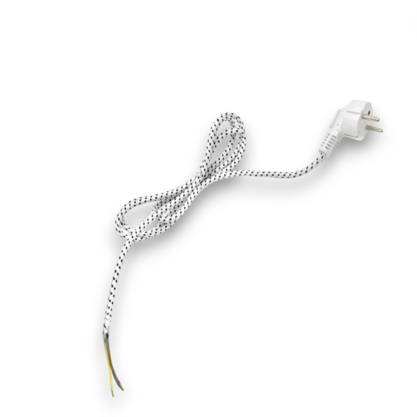 Шнур сетевой для утюга тканевая оплетка с заземлением 3×0,75мм² 1,8м