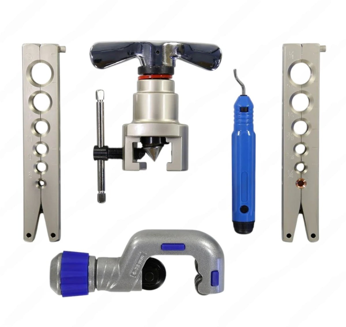 Вальцовка CT-N806AM-L эксцентриковая 2 плашки 1/4–3/4 дюйма и 6–19 мм пластиковый кейс синий Вальцовка CT-N806AM-L эксцентриковая 2 плашки 1/4–3/4 дюйма и 6–19 мм пластиковый кейс синий