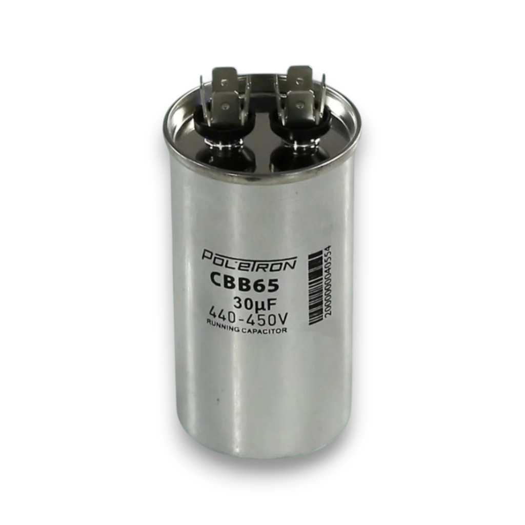 Конденсатор 30 мкф 440-450V металл CBB65 цилиндрический 8 контактов для электродвигателей BC330
