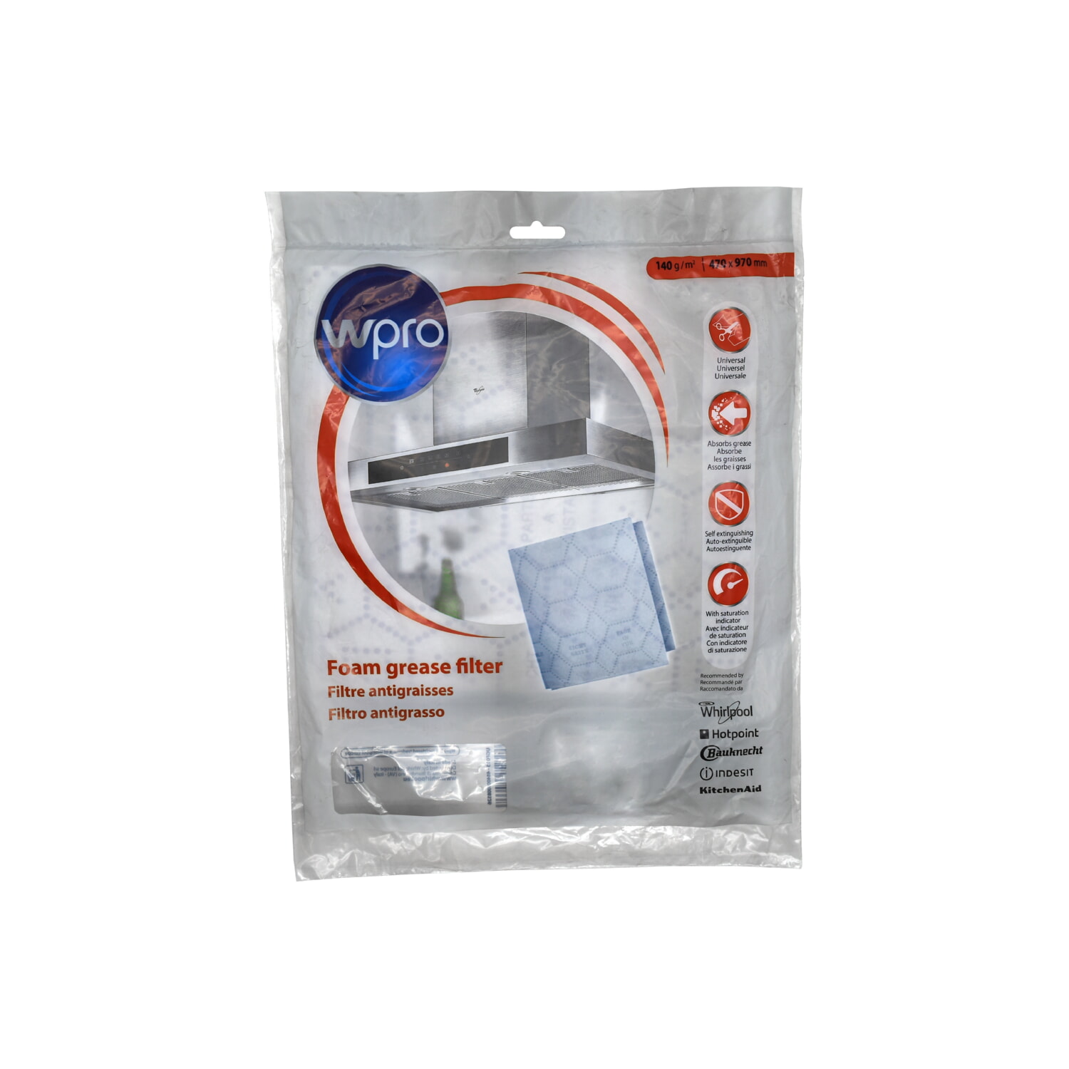 Фильтр вытяжки жировой универсальный 470x970мм Indesit, Whirlpool 484000008526 Оригинал