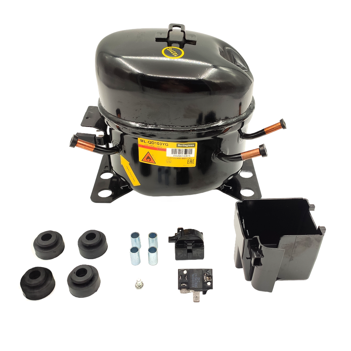 Компрессор холодильника универсальный Berlingtoun ML-QD103YG (R600, 168Вт при -23С)