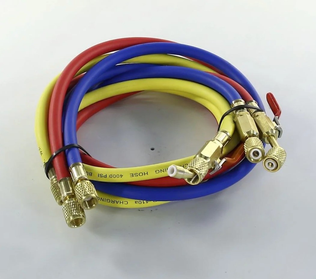 Шланг заправочный L-150см 1/4 дюйм 800-4000 Psi 3шт вентиль FCCH-R410-150-QF