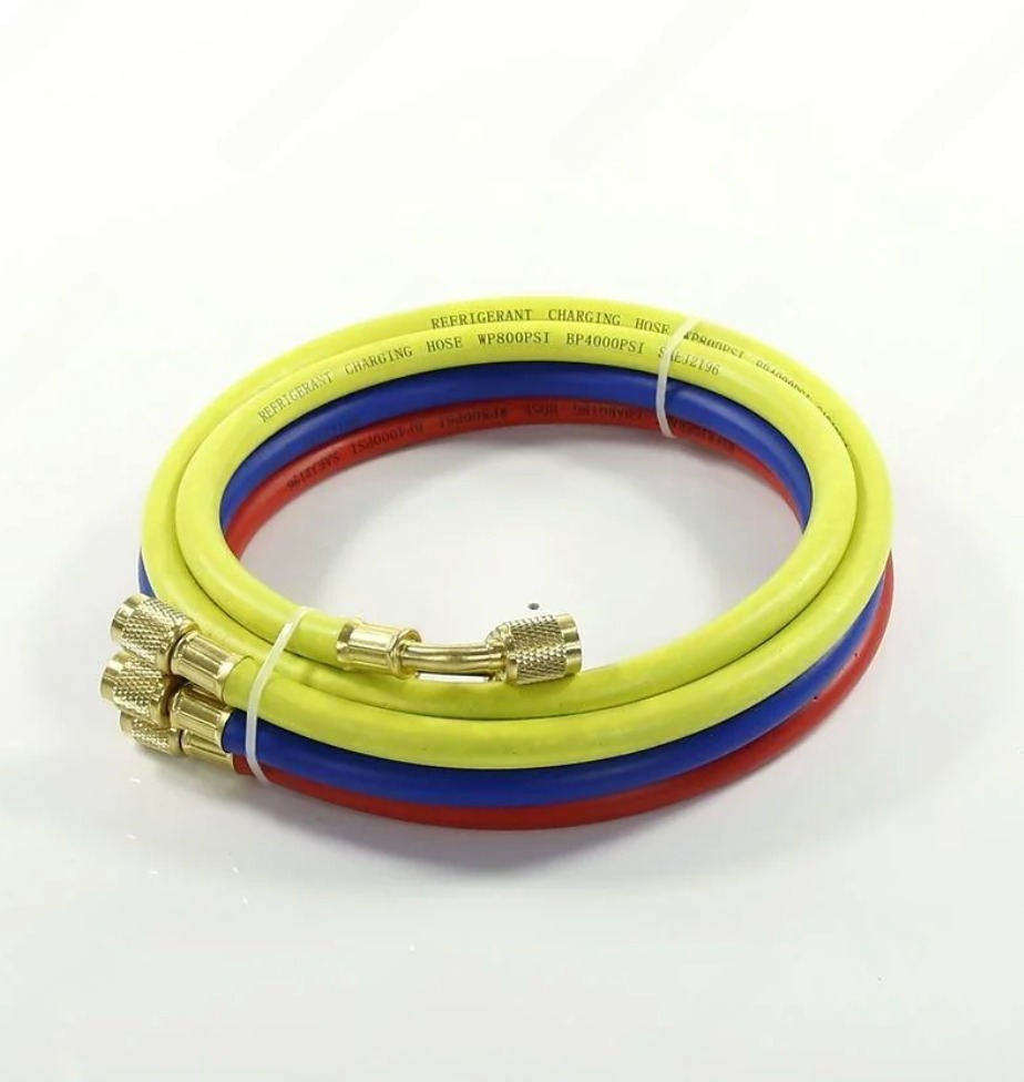 Шланг заправочный L-120см 5/16 дюйм 800-4000 Psi 3шт вентиль R410 FC, CH-R410-120-5/16-QF