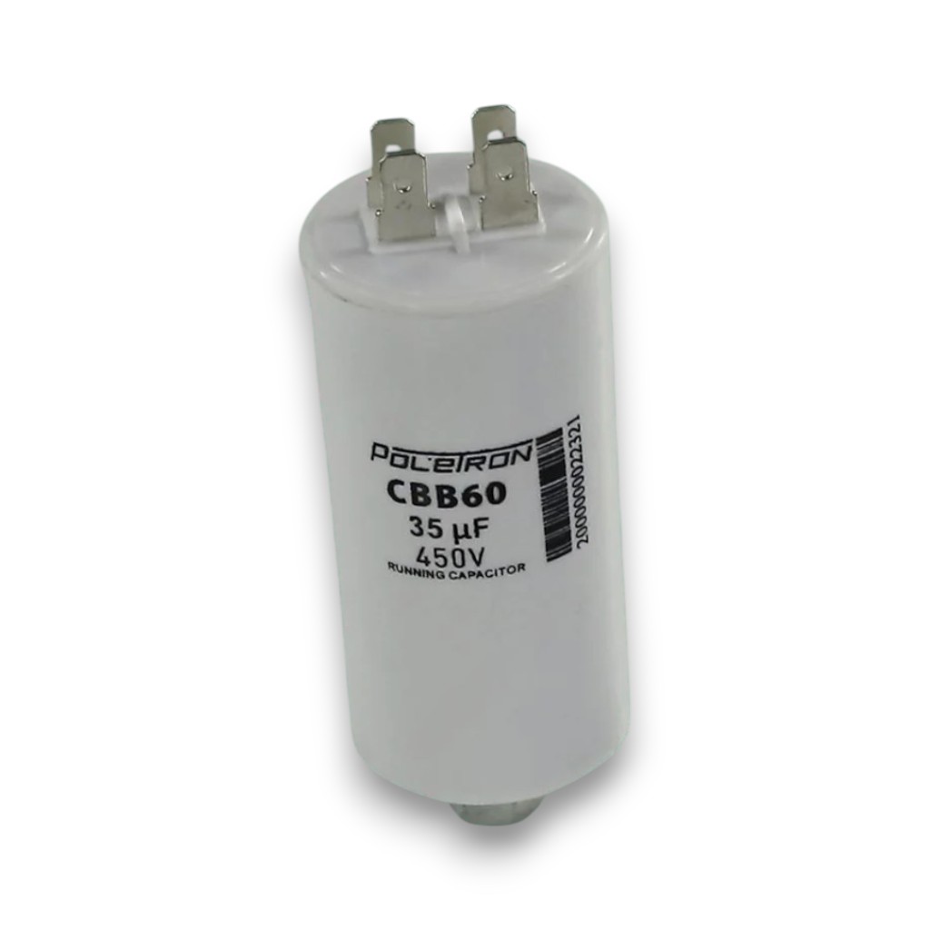 Конденсатор 35 мкф 450V пластик CBB60 цилиндрический 4 контакта для электродвигателя и компрессора CAP532UN